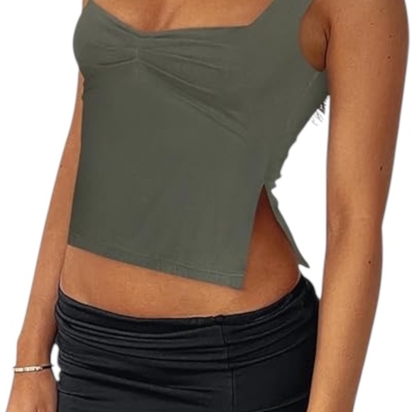 ReoRia Tank Top Cropped Sweetheart Neckline Green XL - Picture 3 of 5